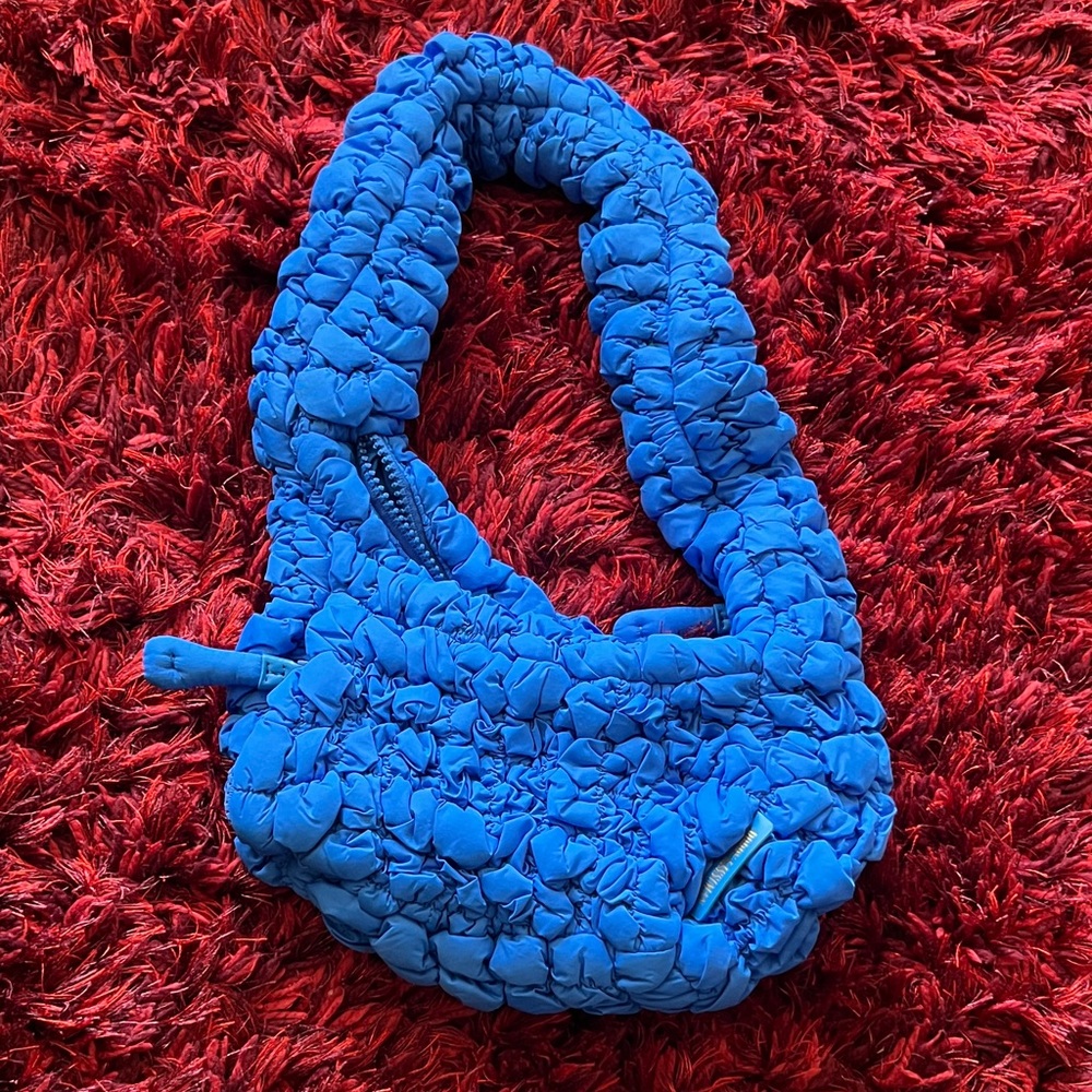 Bold Blue Textured Shoulder Bag
